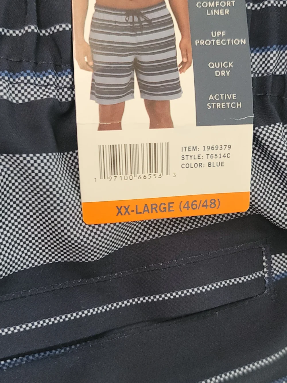 Nautica Navy and Light Blue Striped Swim Shorts